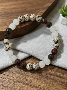 YAUKIA Boho White Jade Healing Bracelet , Communication , Represents Strength , Balance , Resilience , Yoga Prayer Meditation Jewelry - Multicolor - View 5