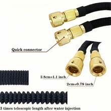 Non-Expandable Garden Hose With High-Pressure Nozzle, Lightweight Hose For Yard, Lawn, Garden, Plant Watering And Car Washing/Equipped With 3/4" And 1/2" Connectors, Includes 7-Function Nozzle, Durable And Lightweight Expandable Garden Hose For Easy Watering And Gardening 25/50/75/100/125/150 Inches - B - View 3