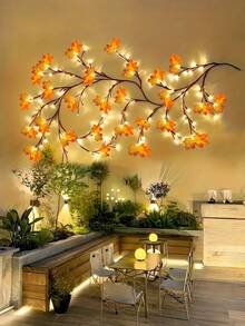 1pc 96 LED Maple Vine Fairy Lights, USB Powered, 8 Lighting Modes, Flexible Maple Leaf String Lights, Autumn Indoor Decoration, Suitable For Living Room And Bedroom, Halloween Party Atmosphere Light - Maple Leaf - View 12