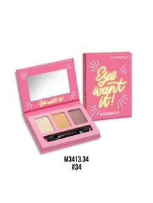 Misslyn 1件 EYE Want It 3色眼影套組，附鏡子與刷具，霧面亮片閃粉高顯色，質地柔軟易暈染，Y2K派對海灘旅行妝容，新年禮物，情人節禮物 - 34 SUNSET VIBES - 查看 9