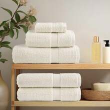 vidaXL Premium Towels, 10-Pack, Towel With Loops, Absorbent Guest Towel, Bath Towels, Shower Towels, Cream, 50x100cm, 600g/M², 100% Cotton - Cream - View 1