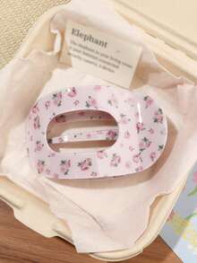 1pc Acetate Material Contrast Blue & Red Plaid Sweet Cute Oval Hair Claw, Back Of Head Bun Hair Claw, Side Hair Clip For Flyaways, Hair Styling Accessory, Bohemian Sweet Cool Girl Street Casual Afternoon Tea Travel Outfit Hair Clip - Multicolor - View 1