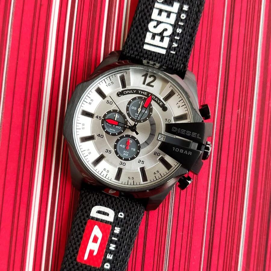 Diesel DZ4512 Black Case White Dial Watch Logo Canvas Strap Waterproof Hip Hop Men Watch - one-size - View 1