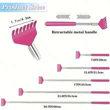 1/2PCS Stainless Steel Extendable Back Scratcher, 5-Section Adjustable Telescopic Itch Scratcher For Elderly Independent Use, Portable Itching Relief Tool For Home Travel Gym Use - View 7