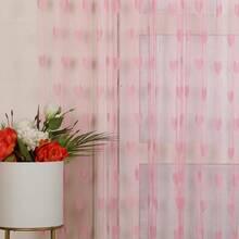 1pc Romantic Pink Heart Curtain Panel, Polyester Blackout Window Drapes With Heart String Design, Privacy Light Blocking Curtain For Bedroom, Living Room & Home Decoration - Pink - View 9