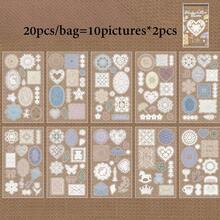 20 Blatt/Packung Stickerbuch handgefertigte Stoffserie PET Spitzen-Thema Aufkleber, Sammelalbum-Zubehör Notizbuch-Accessoires, zum Dekorieren von Karten, Fotorahmen, Computern, Handyhüllen, Wasserflaschen, Junk Journals, Schreibwarenboxen, Gepäck, Schreibtisch-Dekorationsaufkleber - Aufkleber - Übersicht 12