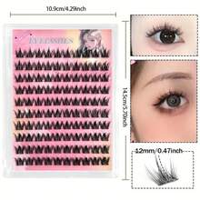 LIMEIKAI 100 Clusters Of Self-Adhesive Eyelashes, Curled And Slender Dog Style, 12mm Naturally Thickened Thin Strip Eyelashes, Self-Extending And Magnifying Double Eyes - C - View 3