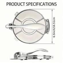 1pc Tortilla Press-A Tool For Making Tortillas, Tacos, Flatbreads, And Dumpling Wrappers; Aluminum Press (Silver)-Easy To Clean; Suitable For Tortillas, Pizza Dough, Dumpling Wrappers, And Bread Dough.Suitable For Home And Professional Use. - Multicolor - View 7