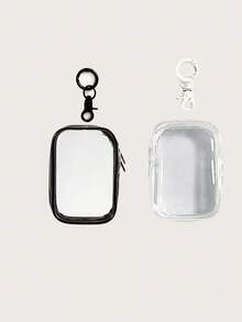 Portable Waterproof Charger Storage Bag, Earphone Travel Data Cable Storage Bag, Plush Doll Dust-Proof Storage Bag, PU Transparent Portable Travel Storage Bag, Jade Transparent Protective Case, Colorful Square With Lobster Clasp, Suitable For Vacation, Travel, Business Trip, Commute, School, Daily Use, Can Be Paired With Different Types Of Bags. - Multicolor - View 18