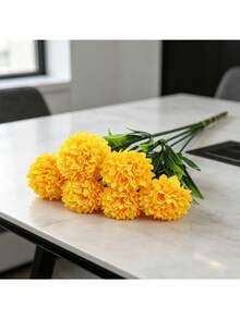 1/6 Pcs Artificial Flowers , Faux Flower Stems, Silk Artificial Flowers, For , Wedding Bouquets, Cemetery Wreaths, DIY Crafts - Yellow - View 4