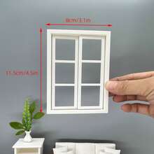 Cửa sổ nhà mô hình tỷ lệ 1:12, cửa sổ trong và ngoài có thể mở được, cửa sổ nhựa nhỏ màu trắng ấm, cửa sổ và cửa ra vào có thể mở, phụ kiện trang trí cảnh thu nhỏ, đạo cụ chụp ảnh cảnh siêu nhỏ, phụ kiện trang trí nhà mini - Cửa sổ đôi - Xem 7