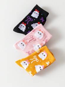 1/3 Pasang Kaos Kaki Wanita Setengah Betis Motif Hantu Lucu Halloween dengan Pita yang Dipersonalisasi - MultiWarna - View 6