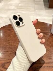 精準孔位直邊米色純色加厚防摔透明材質手機保護殼，適用 15 Pro Max、Apple P13、P14、P11、P12、XS、XR、78P、78GES2、A50、A12、A32、A52、A72、A51、A21S、A13、A14、S22 Ultra、S23、A33、A53、S20 FE、11 Youth、12 Pro、12/12X、Note 11、9a、9c、Polo X3 NFC、10、9、Note 9、12C、Note 11 Pro、10C、Note 8 Pro，女款軟殼防摔手機保護套 - 米色 - 查看 1