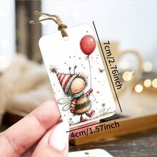 50pcs Cute Insect Theme Gift Tags With Jute Rope, Cartoon Bee And Snail Design Hang Tags, Suitable For Gift Packaging And Party Favors, Perfect For Birthday, Wedding, Bridal Shower And Party Decoration - Multicolor - View 2