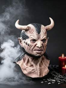 Adult Horror Demon Mask, Realistic Full Head & Neck Latex Monster Mask, Halloween Cosplay Costume Party Haunted House Prop Scary Mask - Multiple Styles - View 1