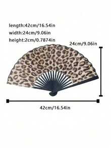 2/1pc Elegant Leopard Print Folding Fan Combines Retro Wild Style With Practical Cooling Function. Made Of Smooth Fabric And Sturdy Black Bamboo Ribs, Lightweight And Foldable For Easy Pocket Carry. Perfect For Summer Beach Trips, Nightclub Parties, Cosplay Shoots And Daily Outdoor Use. A Fashionable Photo Prop And Versatile Fashion Accessory Suitable For Women To Match Various Outfits While Beating The Heat. - Multicolor - View 12