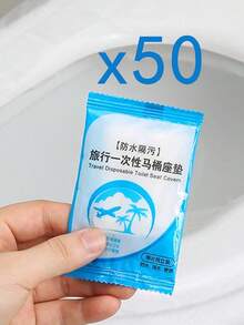1-50片装一次性透明塑料马桶座垫，易于清洁，防水旅行卫生垫带衬里，经济实惠的家居用品，浴室装饰，秋季装饰 - 彩色 - 查看 12