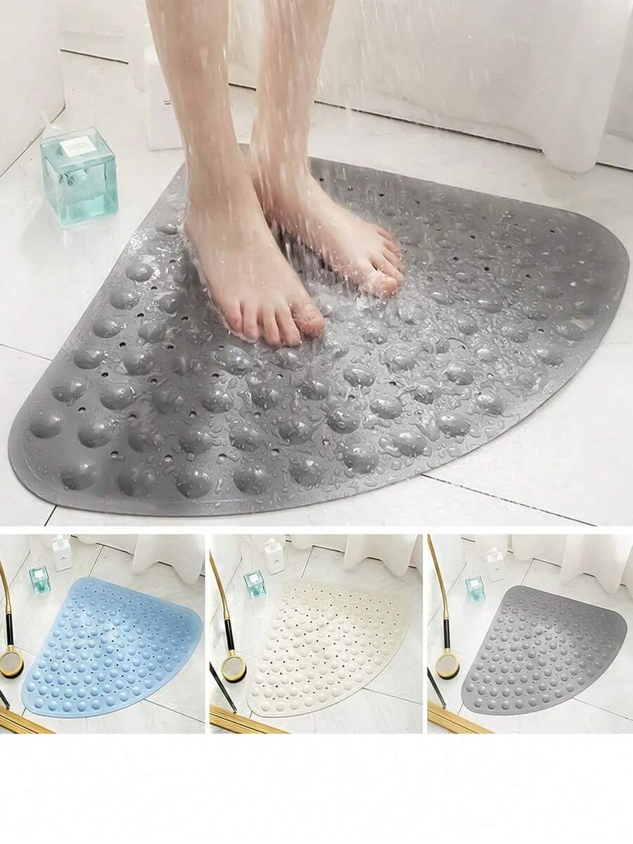 1pc Non-Slip Bathroom Mat, Fan-Shaped Shower Mat With Suction Cups And Foot Massage Bumps, Bathroom Floor Mat, Suitable For Shower Room, Safety Mat For Elderly And Children, Bathroom Accessories - Multicolor - View 1
