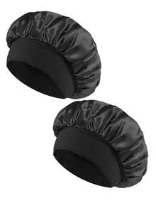 CONFLASS 1/2pcs Silk Hair Bonnet, Used To Wrap Hair, Protect Braids, Satin Material, Casual & Comfortable - Coffee Brown - View 9