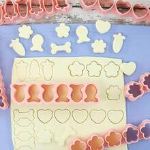 MIANXIAOXIN 6pcs Mini Cookie Cutter Set - Dog Bone, Puppy Paw, Heart, Flower, Carrot, Fish Shape, Suitable For Pet Treats And Children's Snacks - Multicolor - View 5