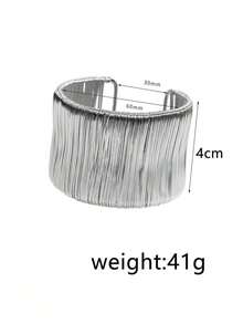 Punk Hip Hop Asymmetric Twisted Edge Wide Bracelet Vintage Silver Geometric Open Spring Bracelet Women's Bracelet Jewelry - Silver - View 8