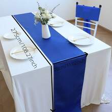 2pcs 28*275cm 11.02*108.27inch Royal Blue Satin Table Runner, High Density Hemmed Edge, Hotel Wedding Dining Table Decor, Polyester Solid Color Tablecloth (Multiple Colors Available). - Multicolor - View 20