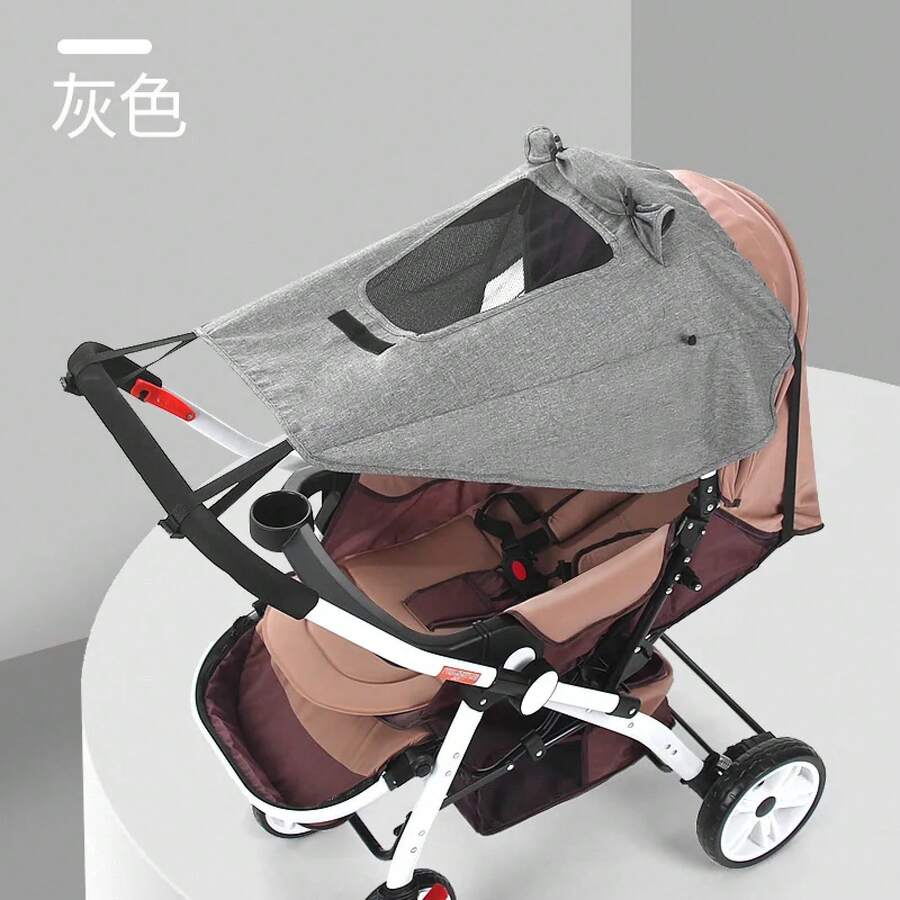 Universal Stroller Sunshade With Newborn Protection, Stroller Sun Canopy, Baby Stroller Protection Accessory. - Grey-with Viewing - View 1