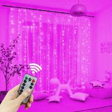 100/200/300/600LED Curtain String Lights, USB Powered Fairy Garland Lights. 8 Lighting Modes, With Remote Control (Battery Not Included), Suitable For Home Bedroom Window Wall Stage. Romantic Proposal Confession, Birthday Party, Wedding Celebration Background Atmosphere Decoration Hanging String Lights, Valentine's Day Halloween Christmas Holiday Decoration - USB Plug Curtain Light - View 20