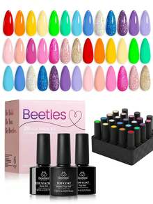 Beetles 凝膠指甲油套組，果凍凝膠指甲油套組含底層油與頂層油，可浸泡卸除美甲系列，適合 DIY 美甲 - 彩色 - 查看 21
