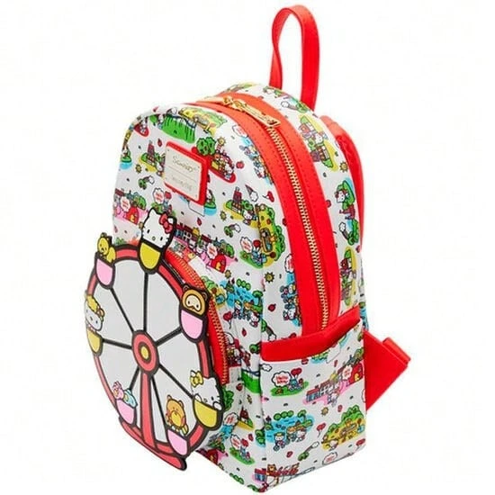 Hello Kitty Safta حقيبة ظهر مدرسية هالو كيتي لونج فلاي، حقيبة ظهر صغيرة للأطفال، 20.62x27.5x10 سم، سحاب علوي، مقابض وسحابات حمراء، طباعة حديقة - الخيار 9 - مشاهدة 1