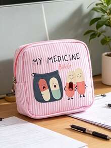 Striped Portable Travel Medicine Bag, Travel Pill Storage Pouch, Camping Medicine Bag, Multi-Functional Fabric Small Medicine Bag, Minimalist Cosmetic Bag, Outdoor Home Medicine Bag, Toiletry Bag, Suitable For Medicine, Cosmetics, Lipstick And Daily Essentials, Unique Birthday Gift, Holiday Gift, Party Gift, Vacation Gift, Back To School Gift, Teacher Gift,Bedroom Room Decor,Back To School - Multicolor - View 7