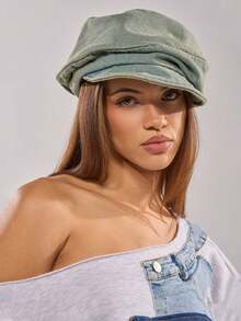 1pc Women's Vintage Solid Color Washed Beret, Lightweight Summer Essential Newsboy Cap, Versatile Artist Hat, Suitable For Daily Wear And Travel - Pleated Beret - View 3