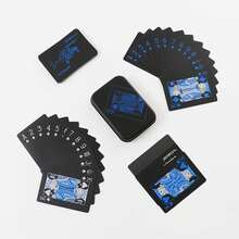 1set-Waterproof Playing Cards, PVC Plastic Playing Cards, 1 Deck Of Playing Cards, Christmas Gift Playing Cards, Halloween Gift, Thanksgiving Gift, Game Gift, High Quality. Creative Personalized Non-Fading Playing Cards Black PVC Waterproof Playing Cards. Party Games And Activity Supplies. - Multicolor - View 3