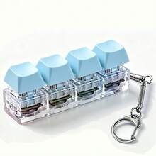 1/2pcs Luminous Keyboard Fingertip Toy, 4-Key LED Keyboard Clicker Keychain With RGB Light, Portable Mechanical-Feel Sensory Desktop Toy For Adults And Teens - Multicolor - View 8