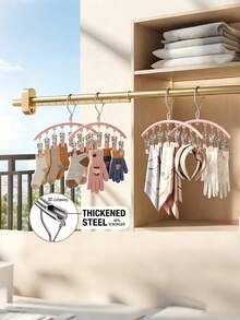 Stainless Steel Socks & Underwear Drying Rack, 10 Clips, Outdoor Wind-Resistant Design, Soft Rubber Clip Heads To Prevent Clothing Scratches, Suitable For Bedroom Storage And Balcony Drying - Multicolor - View 4