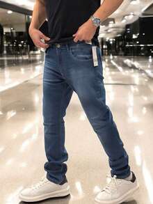Men's Slim Fit Denim Jeans With Elastane And Lycra - 博爾頓藍調 - 查看 1