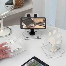 1 pieza Soporte para teléfono con forma de pata de gato creativa y linda, material acrílico, adecuado para iPad y tabletas, soporte dedicado para maratón de series, soporte de escritorio plegable, soporte inclinado, soporte universal de acrílico lindo de dibujos animados para teléfono y tableta, adecuado para teléfonos y tabletas de hasta 13 pulgadas, ángulo ajustable, rotación plegable de 360°, soporte de escritorio elevable inclinado, perfecto para ejercicio, ver videos y llamadas de FaceTime - Multicolor - Ver 11