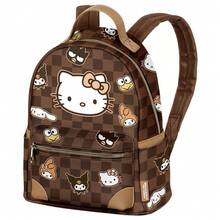 Hello Kitty Safta 和朋友們書包，25x22x15 厘米，兒童款，主隔層和前置拉鍊口袋，頂部提手，棕色格子圖案 - 選項 11 - 查看 2