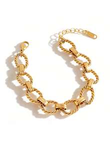 Punk Style Silver & Gold Stainless Steel Bracelet, Men's Jewelry Gift - Silver - View 11