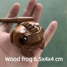 Instrumento de percusión de rana de madera hecho a mano - Juguete de percusión, perfecto para decoración del hogar y la oficina, marrón oscuro - Multicolor - Ver 7