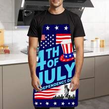 Patriotic Kitchen Apron, Featuring Uncle Sam, Perfect For Independence Day Celebrations, With Stars And Stripes Pattern, Suitable For Men And Women - Multicolor - View 11
