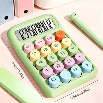 Super Cute Rainbow Calculator, Mechanical Keys, 12-Digit Large Screen, Portable, Suitable For School, Office And Home, Unique Practical Christmas Gift Idea