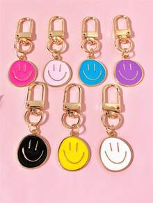 1pc/7pcs Women's Candy Color Smiling Face Alloy Keychain, Suitable For Daily Use, Gift For Mother, Father, Graduation Ceremony And Teacher - Multicolor - View 9