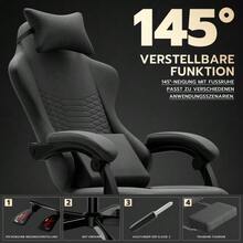 Gaming Chair Fabric Office Chair, Massage Gaming Chair With Headrest, Ergonomic Racing Gaming Seat With Footrest - Dark Grey - View 5