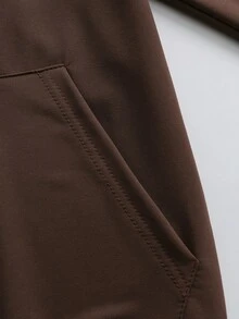 Cow Print Sweatshirt, Plus Size Women's Casual Autumn/Winter Long Sleeve Pocket Sweatshirt Sweatshirt Brown - Brown - View 4