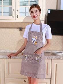 مريلة مطبخ بنقشة أرنب كاروهات - مريلة مطبخ بنقشة كرتونية، خفيفة الوزن، قابلة للتنفس، ماصة، مع جيوب عملية، مناسبة للخبز والشواء والتنظيف، مع حزام رقبة وحزام خصر قابل للتعديل - هدية مدروسة للأم/الصديقة، هدية عيد الأم، هدية للأم، إكسسوار مطبخ، مريلة بأسعار معقولة - متعدد الألوان - مشاهدة 9