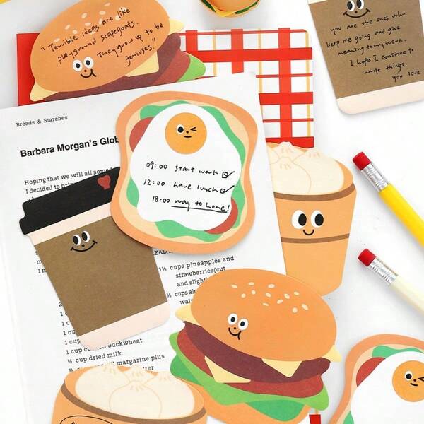 2pcs Infeel.Me Sticky Notes, Happy Packing Series, Cute Ins Style Student Note Memo Reusable Sticky Notes