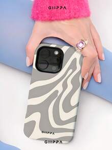 GIIPPA 1pc Grey Asymmetric Wavy Pattern Design, Phone 17 Pro Max Phone Case, Compatible With Phone 16 Pro Max, 15 Pro Max, 14 Pro Max, Korean-Style High-End Fashionable And Interesting Phone Case, Compatible With 11/12/13/14/15/16 Pro Max Plus, Elegant Design Suitable For Men And Women, Perfect Gift For Girlfriend On Christmas, Valentine's Day, Easter, Wedding Season And Birthday! - Multicolor - View 5