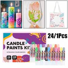 24 Colors/1 Color - 3D Outline Pen, Candle Paint Pen - Hand-Drawn DIY 3D Window Painting, Glue Painting, Graffiti Candle Oil Paint Pen - Suitable For Candles, Glass, Fabric - 10ml - View 2