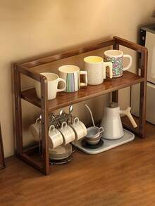 1-Piece, 3-Tier Height-Adjustable Shelving Unit Modern Minimalist Design, Sturdy And Durable Construction Space-Saving Storage Solution For Kitchens, Cups, Offices, Books, Or Dorm Plant Displays Standing Upright For Practicality And Aesthetic Appeal - Multicolor - View 1